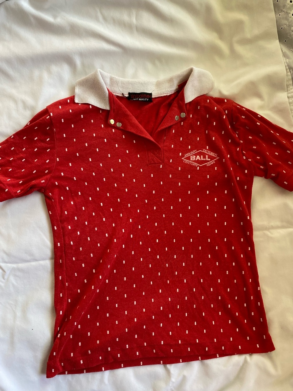 Vintage Red Short-Sleeve Polo with White Collar